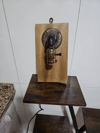 Lámpara Vintage Industrial Madera Metal