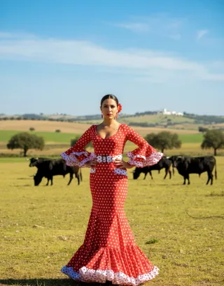 Vestido Flamenca Rojo Lunares