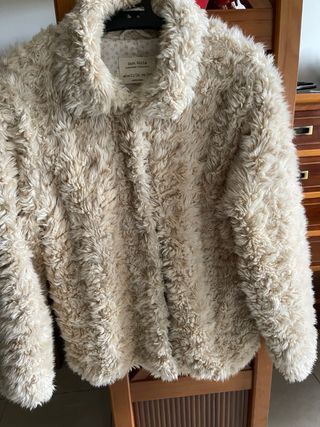 Abrigo niña peluche beige talla 11-12