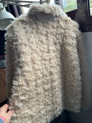 Abrigo niña peluche beige talla 11-12