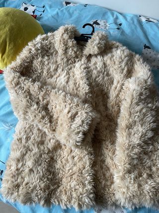 Abrigo niña peluche beige talla 11-12