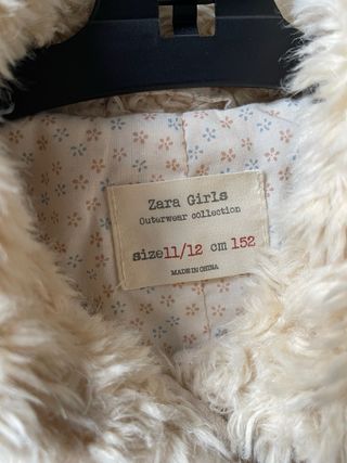 Abrigo niña peluche beige talla 11-12