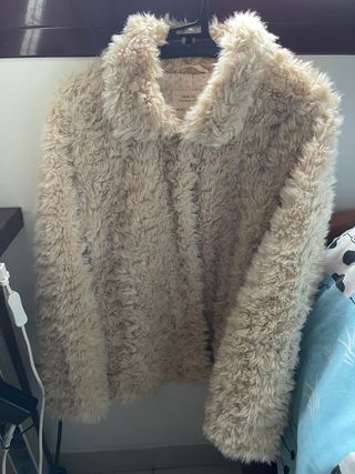 Abrigo niña peluche beige talla 11-12