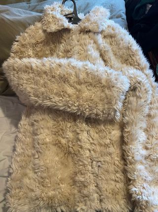 Abrigo niña peluche beige talla 11-12