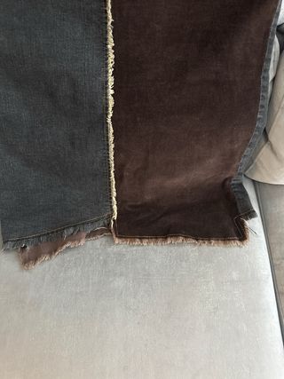 Gonna patchwork marrone e grigio lunga 70 cm