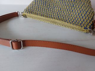 Bolso crochet azul y lima nuevo