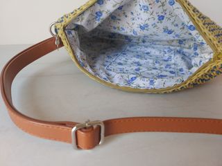 Bolso crochet azul y lima nuevo