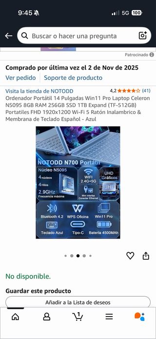 Ordenador Portátil NOTODD 14 Azul