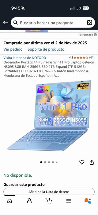 Ordenador Portátil NOTODD 14 Azul