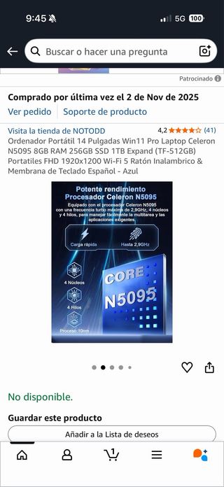 Ordenador Portátil NOTODD 14 Azul