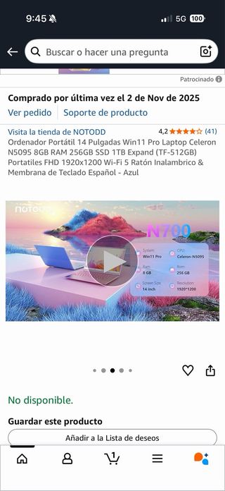 Ordenador Portátil NOTODD 14 Azul