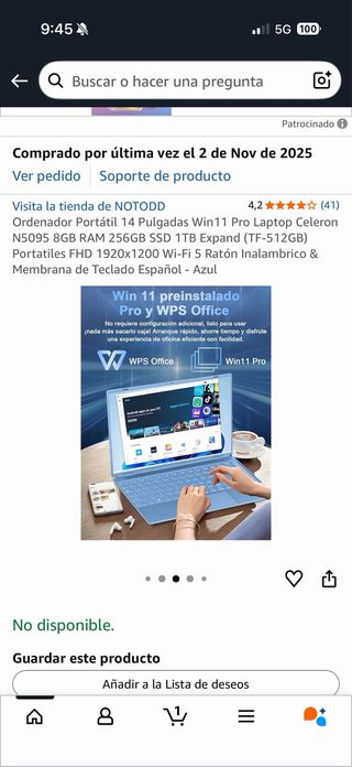 Ordenador Portátil NOTODD 14 Azul