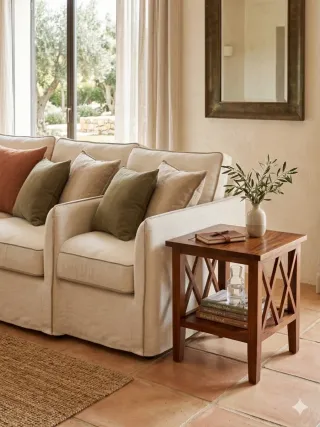 Coppia di tavolini ausiliari quadrati in legno