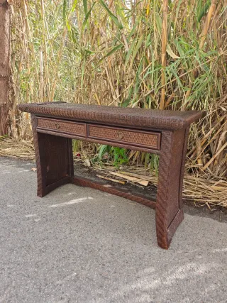 Aparador Escritorio de Mimbre y Ratán