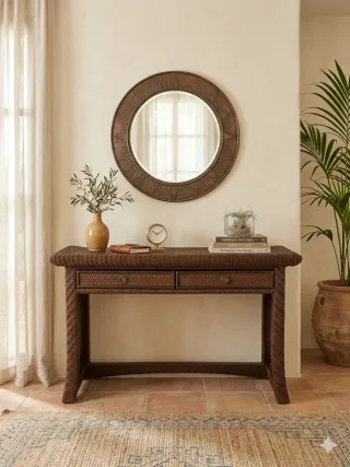 Aparador Escritorio de Mimbre y Ratán