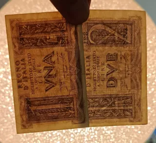 24#. Banconote 1 e 2 Lire.