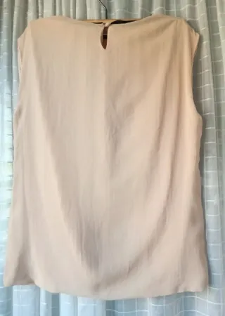 Blusa Massimo Dutti Seda Encaje Beige Negra