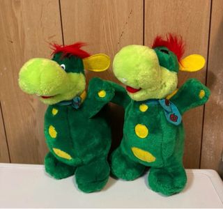 2 Peluche Dinosauro Verde Giallo