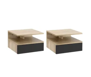 Mesas de noche flotantes madera y negro nuevas