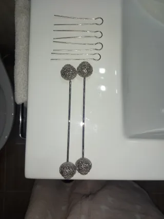 Agujas fallera plateadas