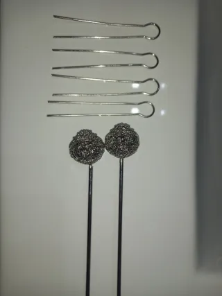 Agujas fallera plateadas