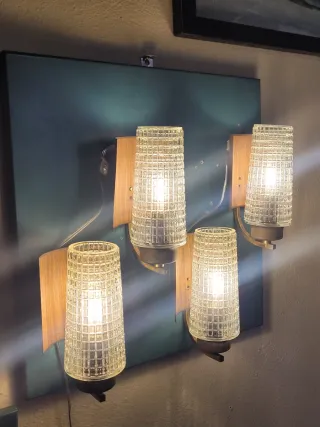 Coppia Applique Vetro e Metallo Anni '60