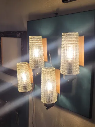 Coppia Applique Vetro e Metallo Anni '60