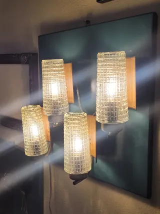 Coppia Applique Vetro e Metallo Anni '60