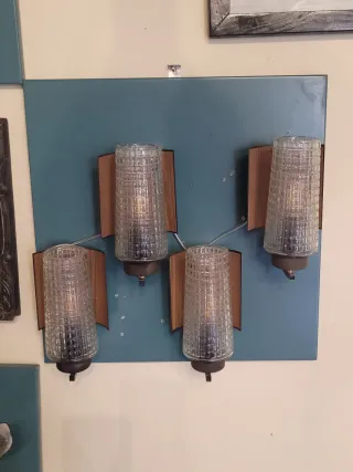 Coppia Applique Vetro e Metallo Anni '60