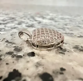 Charm corazón con brillantes | Acero inox | Nuevo