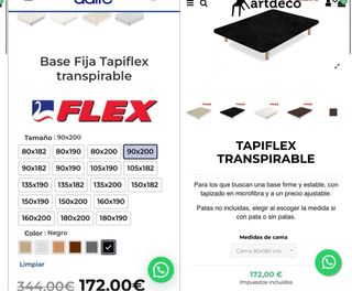 Base tapizada tapiflex 90x190 cm