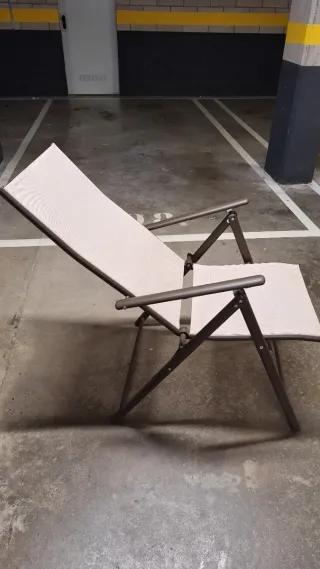 2 Sillas de Jardín Plegables Beige/Marrón