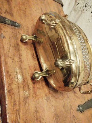 Jardinera de latón con asas vintage