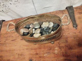 Jardinera de latón con asas vintage