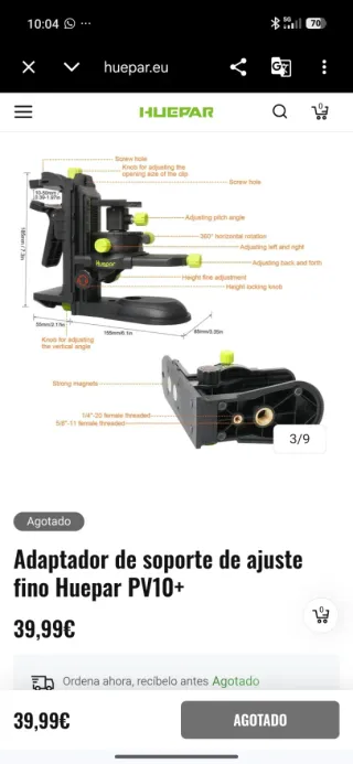 Adaptador Huepar PV10+ ajuste fino