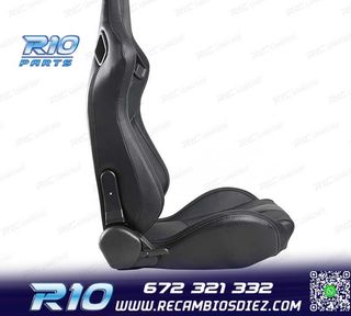 ASIENTO DEPORTIVO SEMI BAQUET ESTILO RS CUERO NEGRO