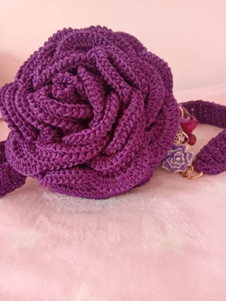 Bolso Crochet Flor Morado
