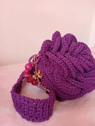 Bolso Crochet Flor Morado