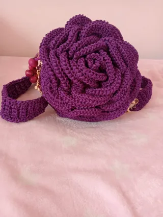 Bolso Crochet Flor Morado