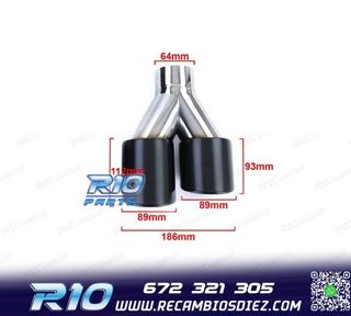 COLAS ESCAPE SALIDA DOBLE UNIVERSAL 2x 89MM ACERO INOX NEGRO