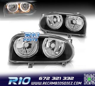 FAROS VOLKSWAGEN VW GOLF 3 OJOS ANGEL FONDO NEGRO H7 H7