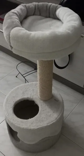 Tiragraffi cuccia gatti beige/grigio