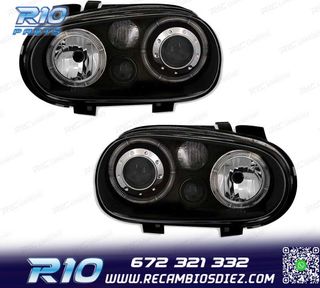 FAROS VOLKSWAGEN VW GOLF 4 OJOS ANGEL LOOK R32 FONDO NEGRO