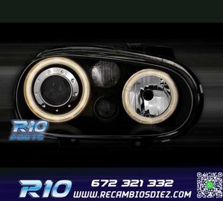 FAROS VOLKSWAGEN VW GOLF 4 OJOS ANGEL LOOK R32 FONDO NEGRO