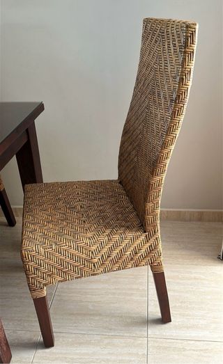 Mesa y 6 Sillas Ratán Cristal