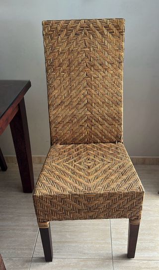 Mesa y 6 Sillas Ratán Cristal