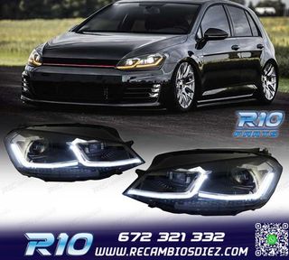 FAROS VOLKSWAGEN VW GOLF 7 12-17 DRL DINAMICOS NEGROS LOOK 7