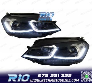 FAROS VOLKSWAGEN VW GOLF 7 12-17 DRL DINAMICOS NEGROS LOOK 7