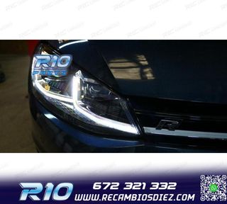 FAROS VOLKSWAGEN VW GOLF 7 12-17 DRL DINAMICOS NEGROS LOOK 7