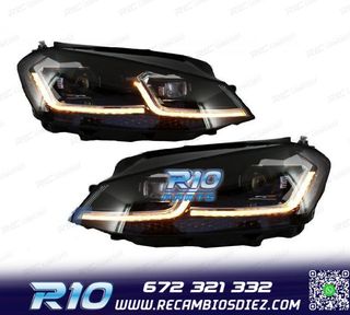 FAROS VOLKSWAGEN VW GOLF 7 12-17 DRL DINAMICOS NEGROS LOOK 7